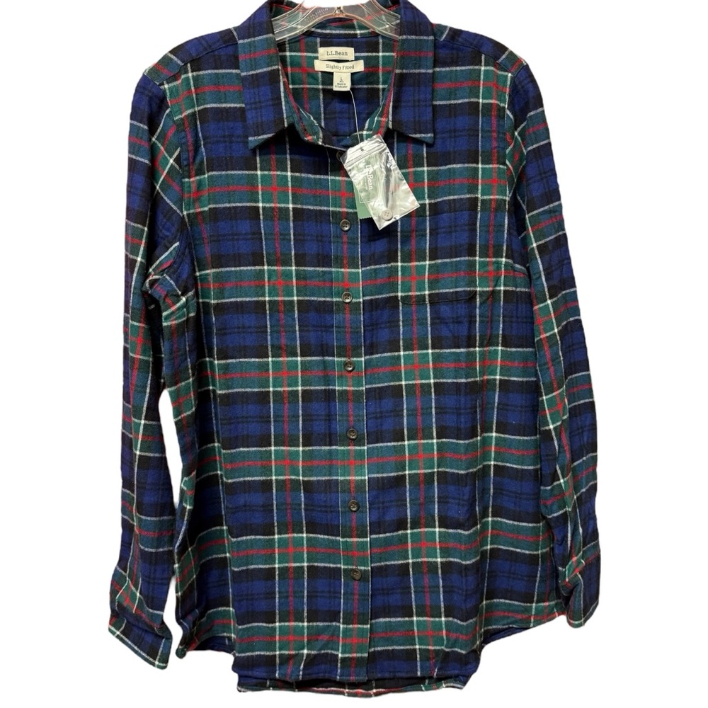 NWT L.L. Bean Flannel Shirt Slightly Fitted Sz L